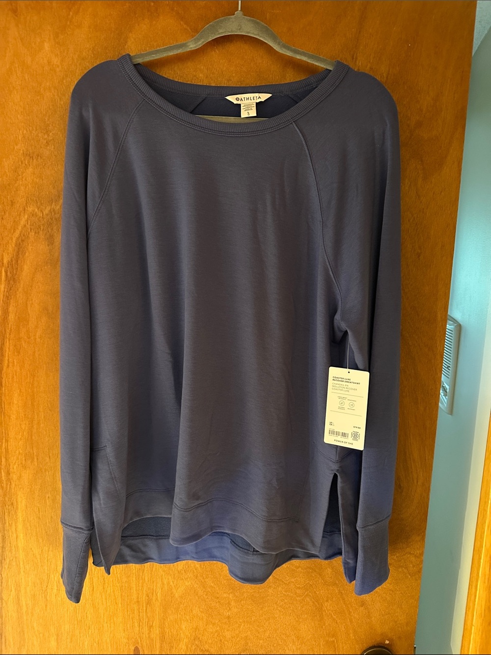 Athleta Navy Crewneck Long-Sleeve Pullover